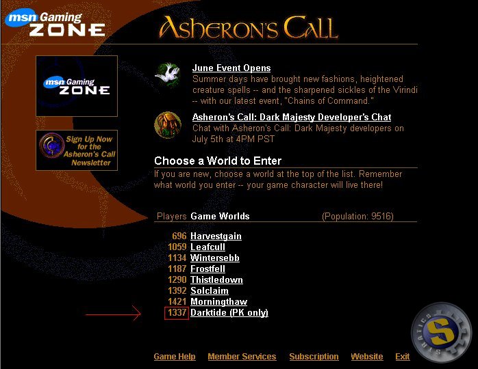 MSN Gaming Zone – Story of Asheron